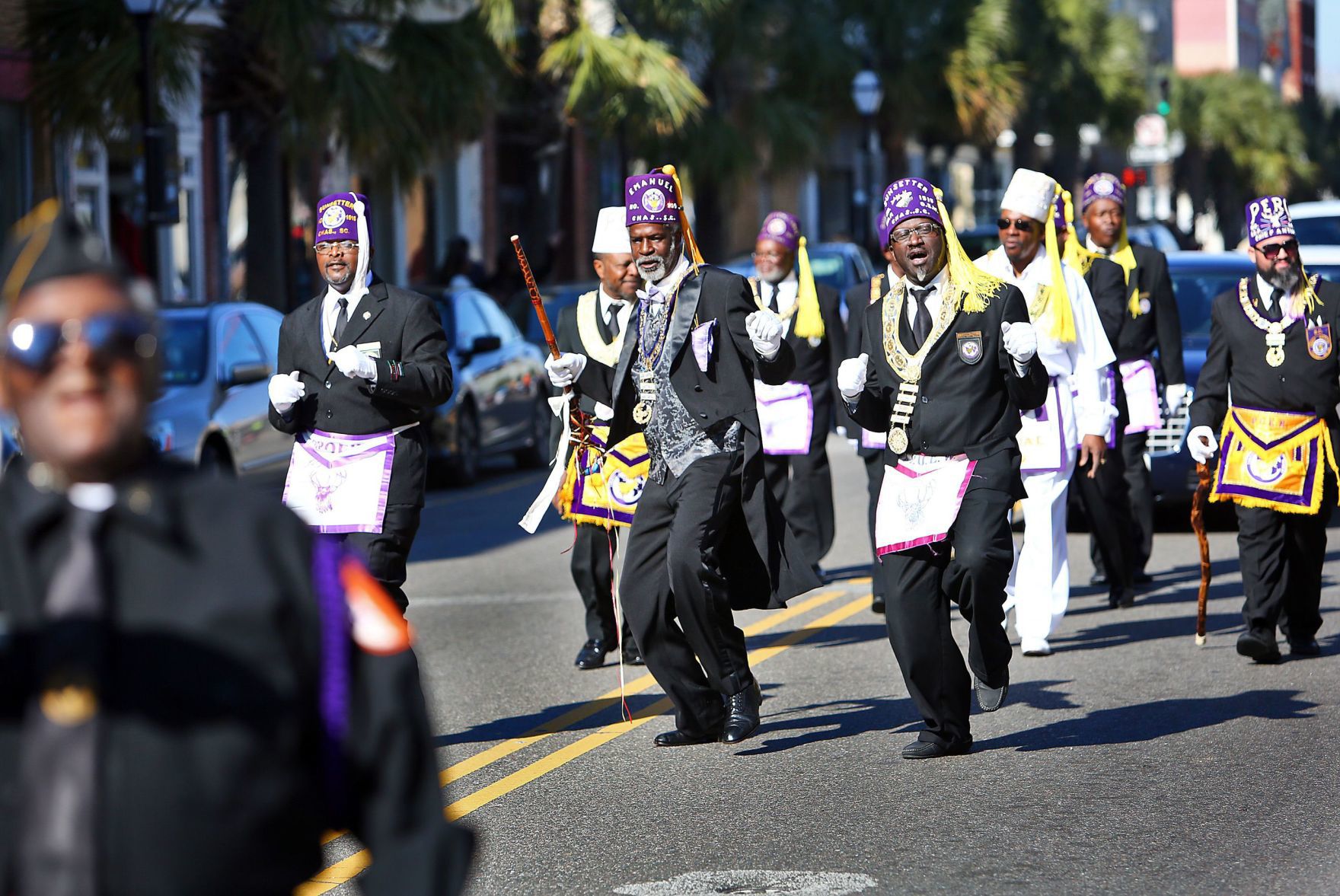 Emancipation Proclamation parade Stanley Johnson, center, and fellow Elks. down King Street, Wade Spees 2015
